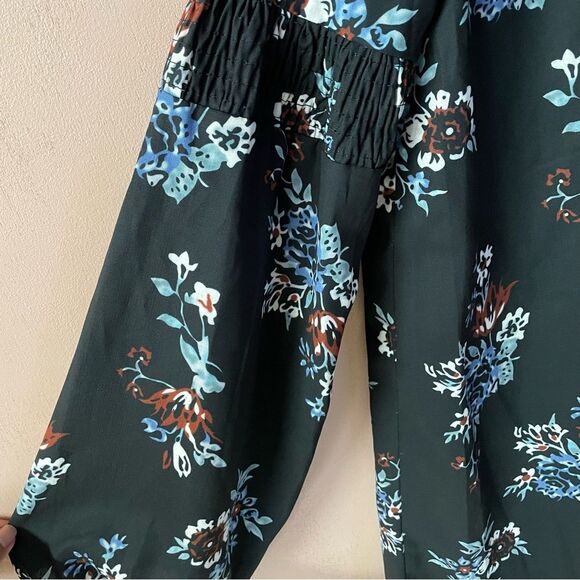 Black Floral BabyDoll Long Sleeve Dress Size M EUC - Picture 12 of 14